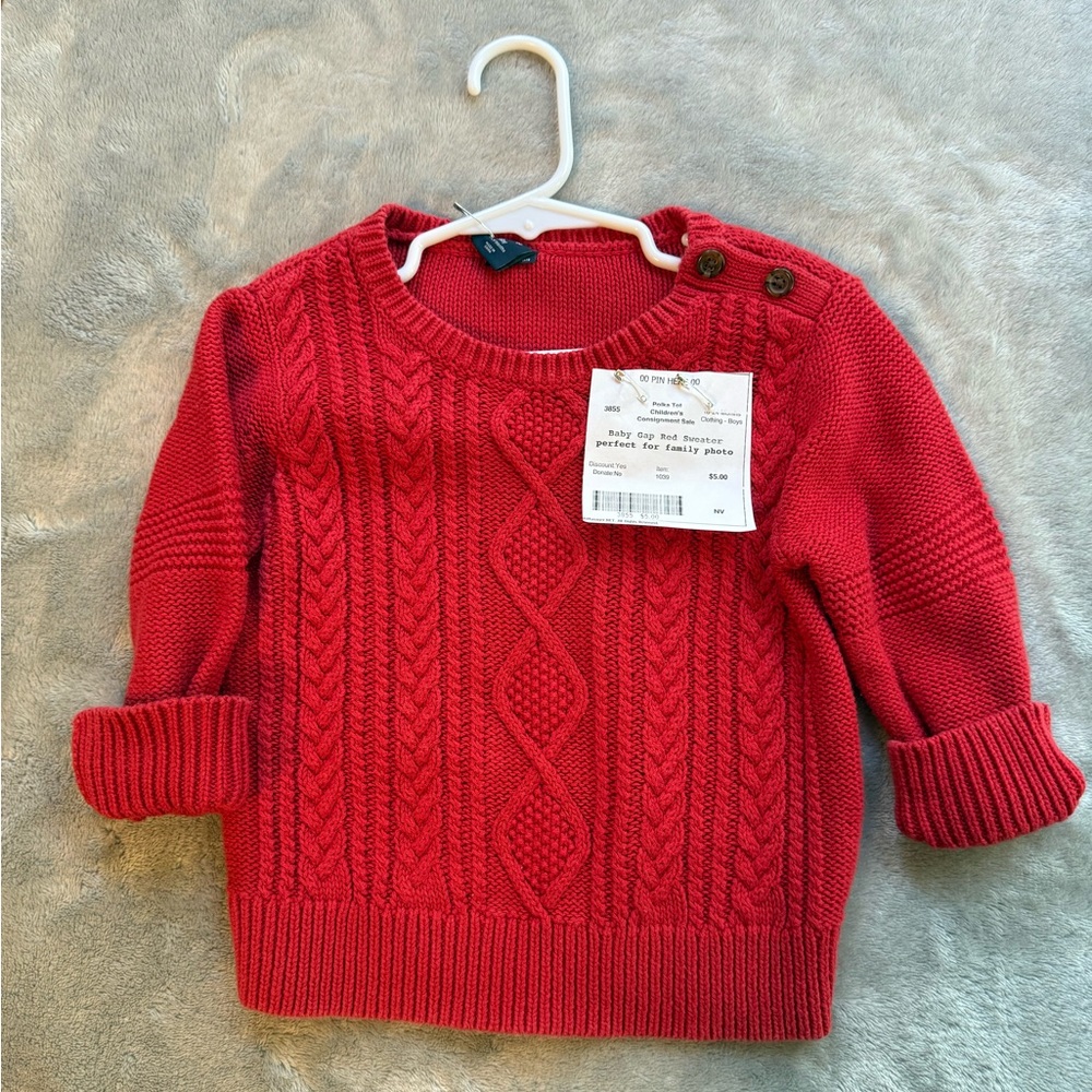 GAP Kids Red Cable Knit Sweater